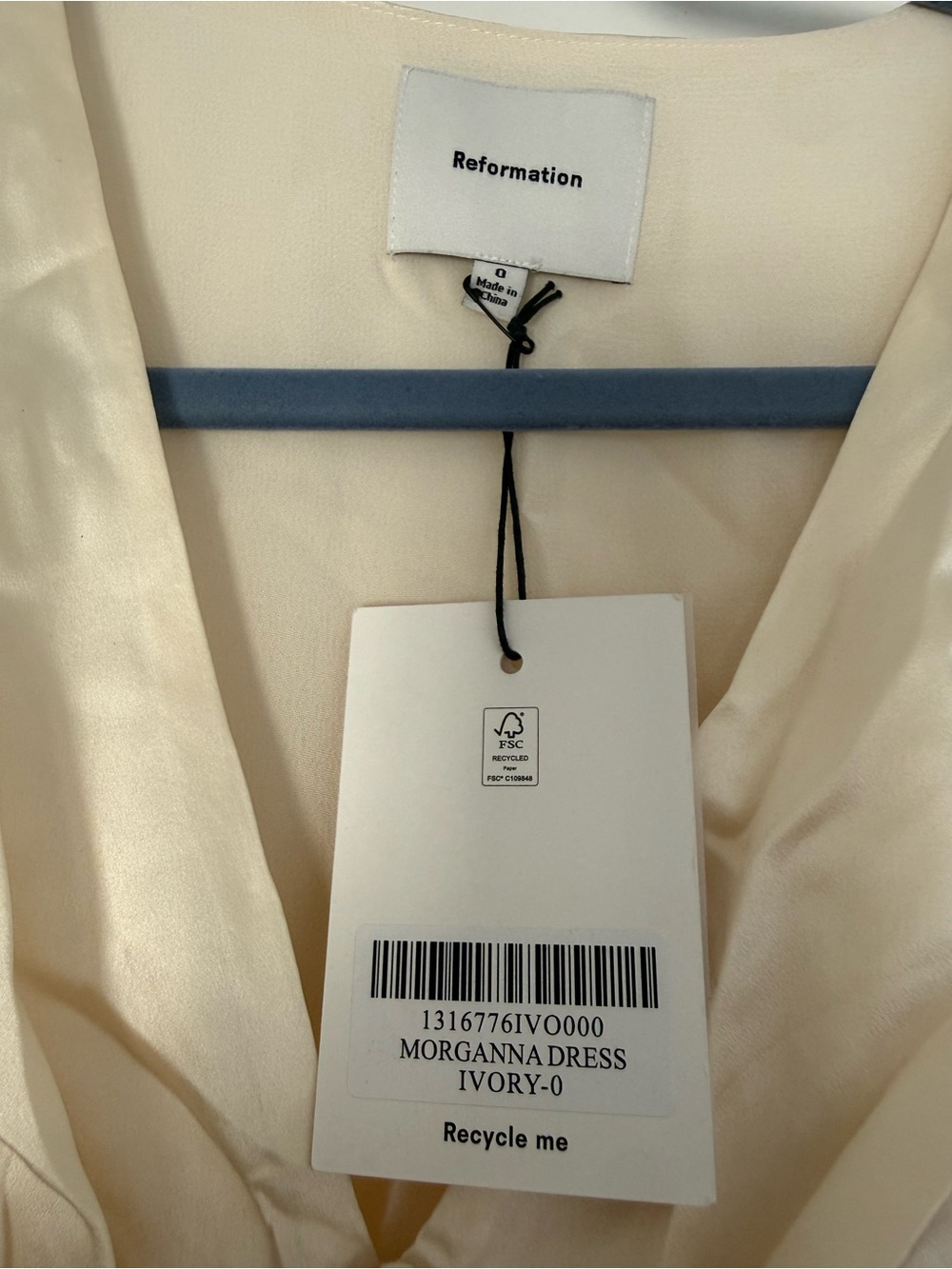 Reformation Ivory Satin V-Neck Button Front Slip Dress - Picture 9 of 9